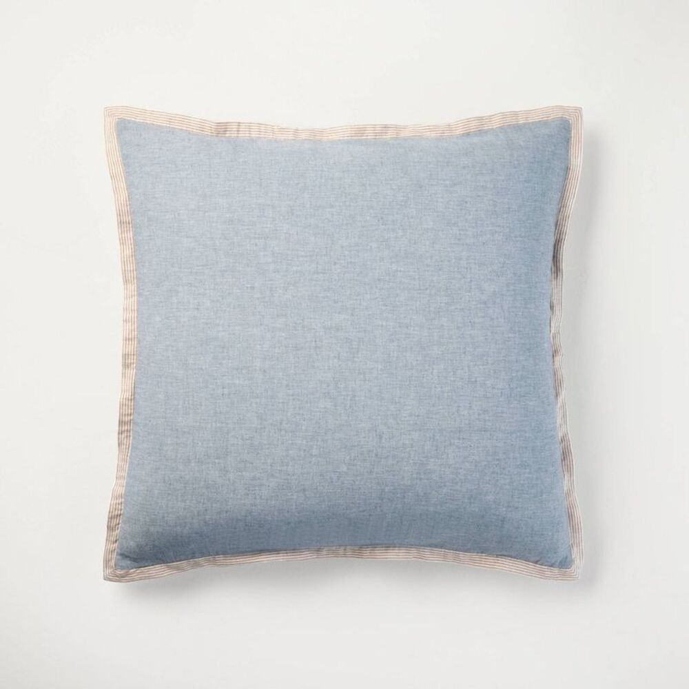 26"x26" Euro Square Striped Throw PIllow Blue - Hearth & Hand with Magnolia